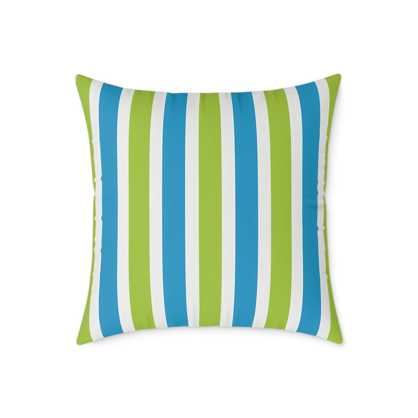 Blue Green Striped Square Pillow | Poly Canvas Throw Cushion