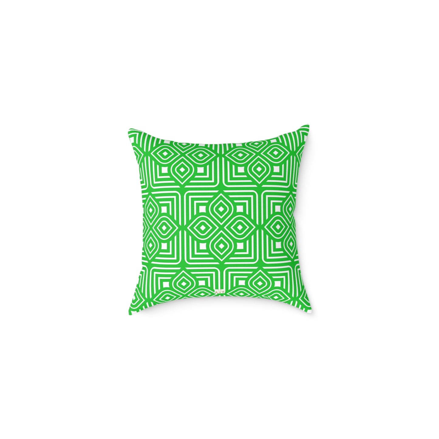 Geometric Diamond Tile Square Pillow | Green White Pattern Throw Pillow