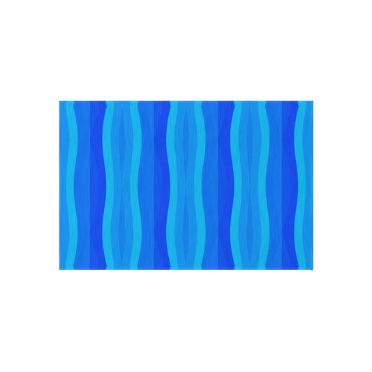Blue Wave Stripe Outdoor Rug | Coastal Patio Mat