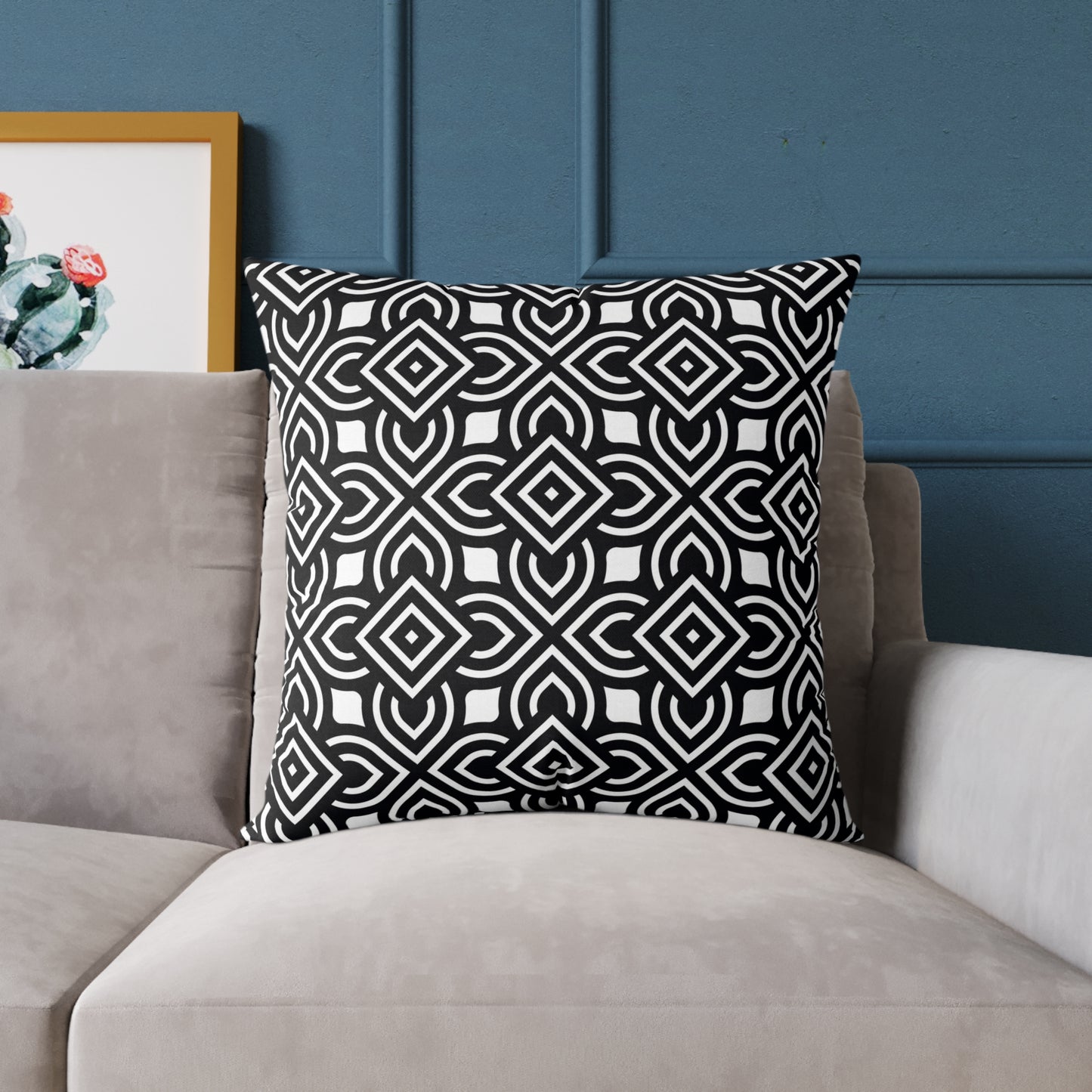 Black White Geometric Pattern Square Pillow | Modern Home Decor, Black and White Accent Cushion, Gift for Homeowners, Cozy Throw Pillow
