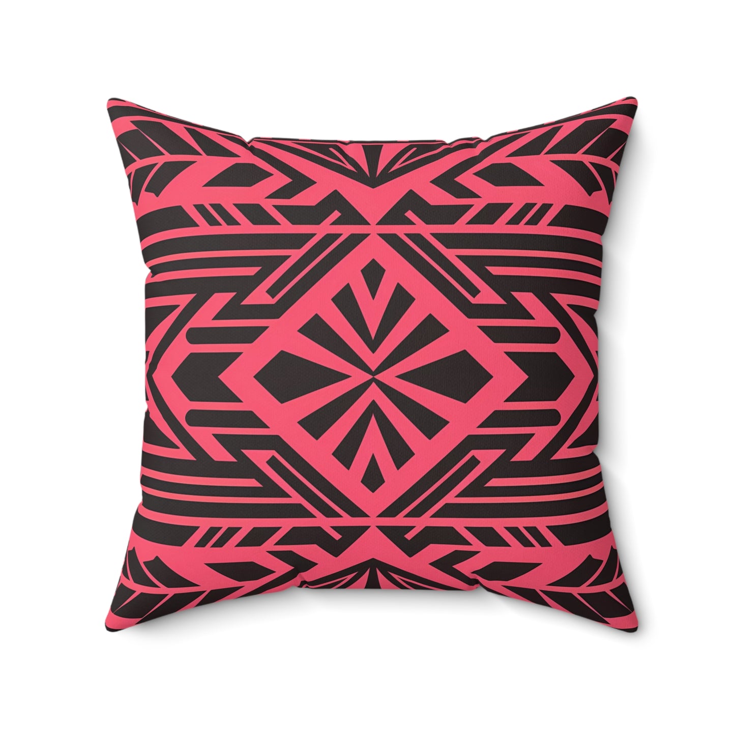 Boho Tribal Square Pillow, Pink Red Southwestern Decorative Cushion, Eclectic Throw Pillow, Black Bohemian Pillowcase, Home Accent - LOLA VEGAS ART