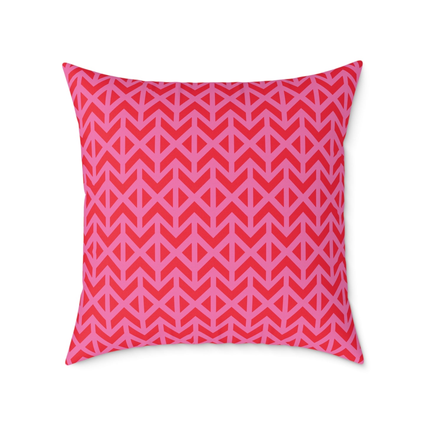 Pink Red Chevron Pattern Square Pillow | Geometric Throw Pillow