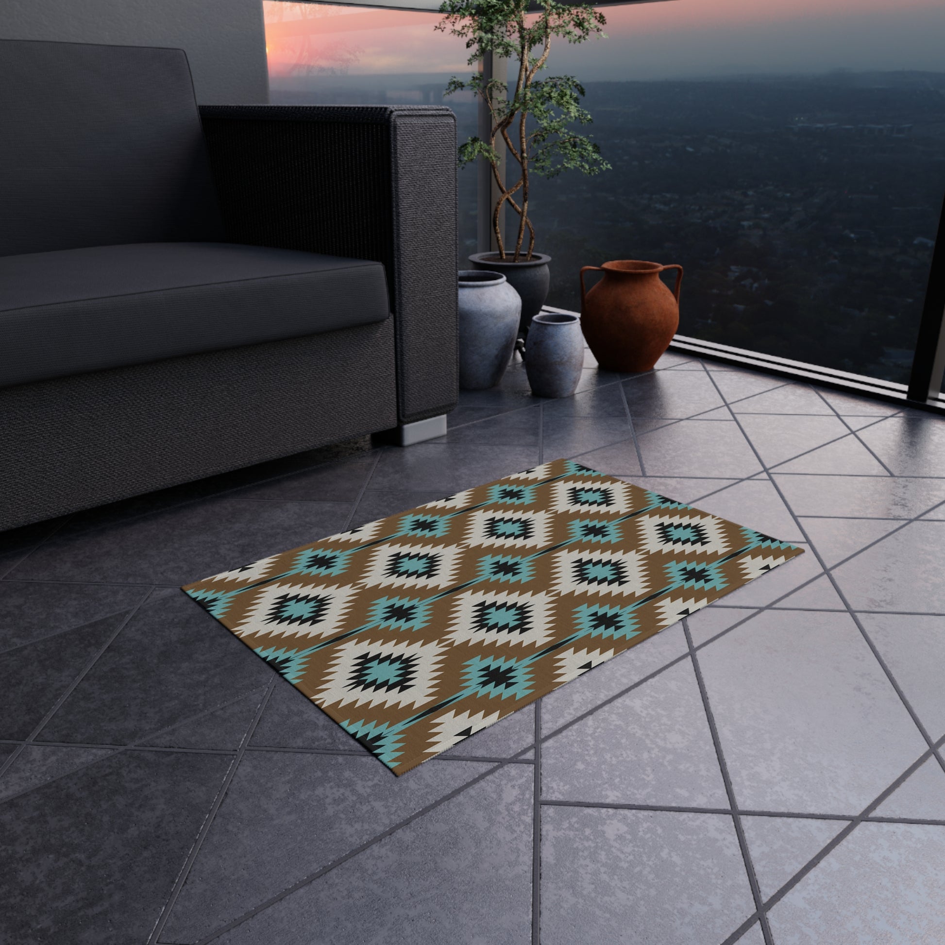 Stylish Outdoor Rug, Bohemian Patio Decor, Indoor/Outdoor Mat, Camping Area Rug, Durable Entryway Carpet, Personalized Outdoor Accent - LOLA VEGAS ART