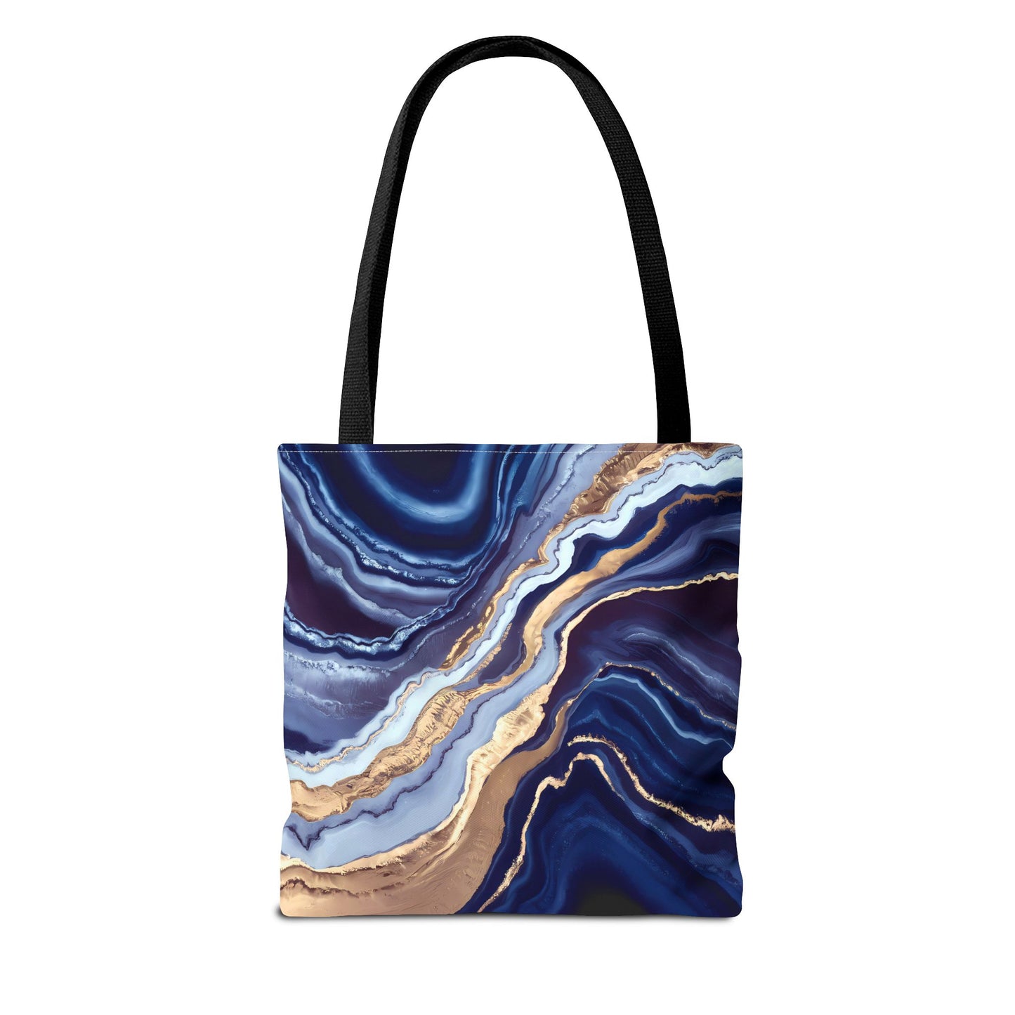 Geode Layers Tote Bag, Blue Gold White Abstract Natural Beauty, Large Small Medium Market Reusable Shopping Gift for Her, Shoulder Bag Purse