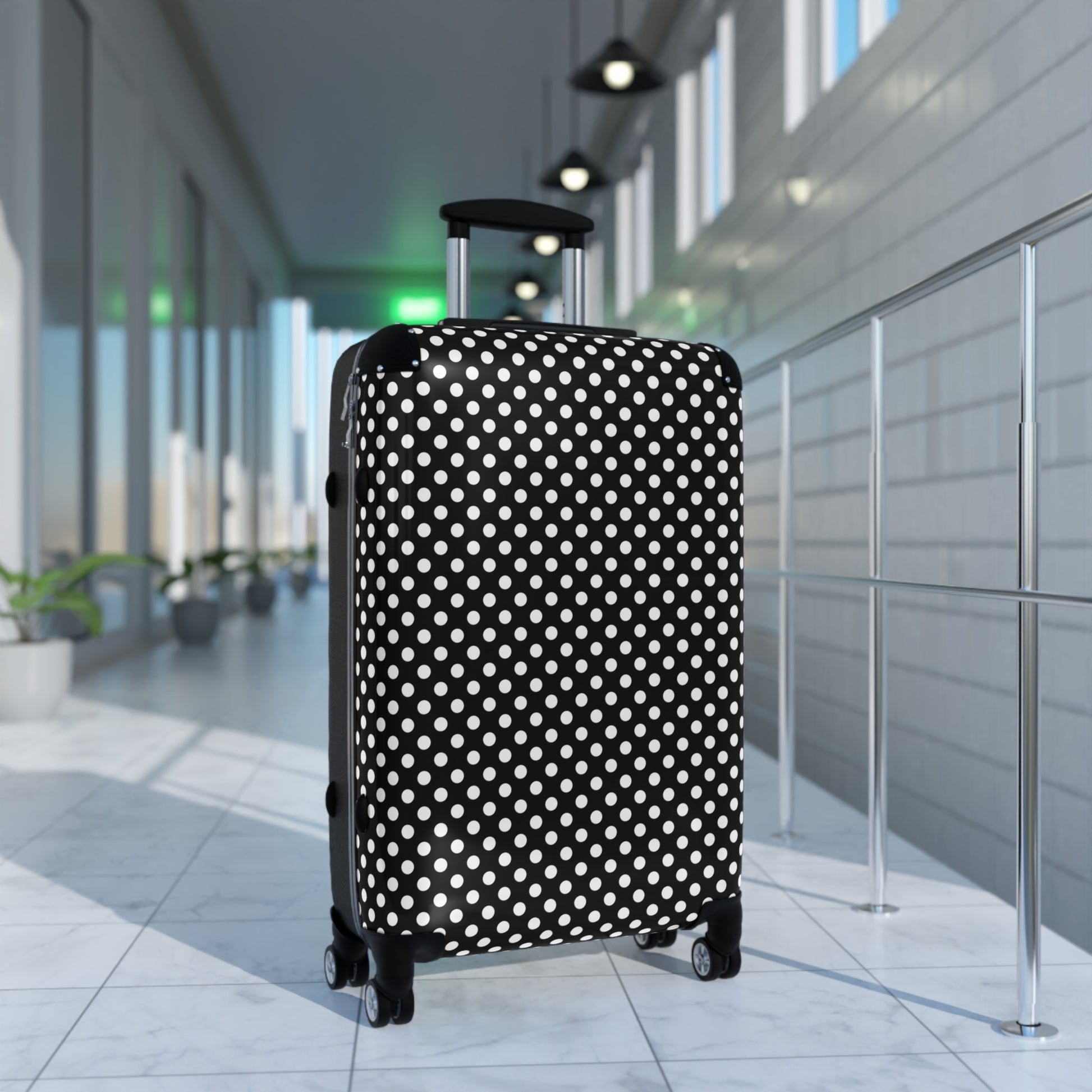 Chic Polka Dot Suitcase, Stylish Luggage for Travel, Trendy Carry-On Bag, Perfect for Vacations & Getaways, Ideal Gift for Travelers - LOLA VEGAS ART