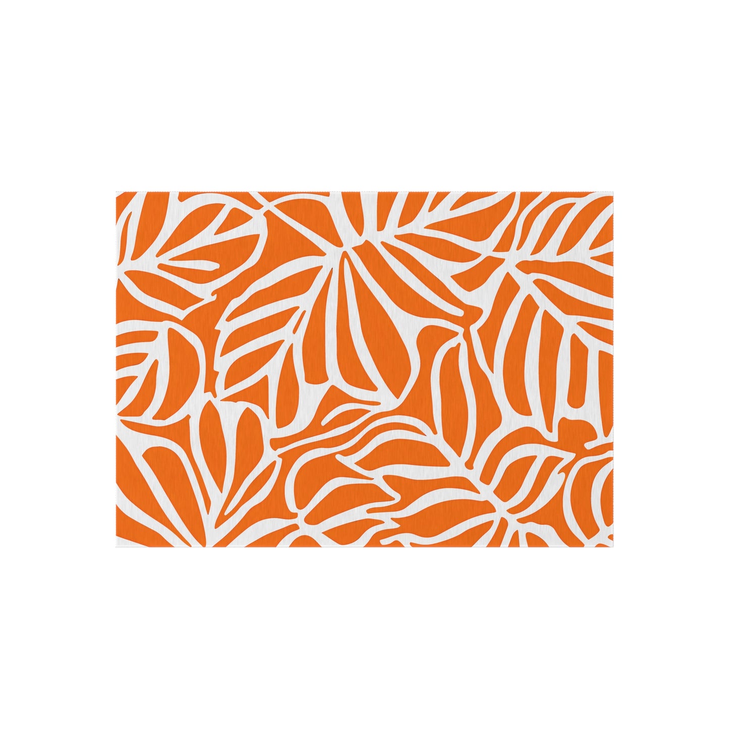Tropical Leaf Pattern Outdoor/Indoor Rug | Orange White