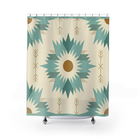 Boho Floral Shower Curtain - Southwestern Bathroom Decor, Vibrant Shower Curtain, Nature Inspired, Gift for Her, Modern Home Decor - LOLA VEGAS ART