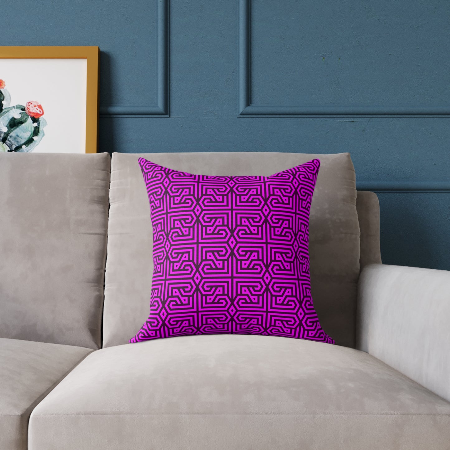 Geometric Maze Pattern Square Pillow | Purple Labyrinth Throw Pillow