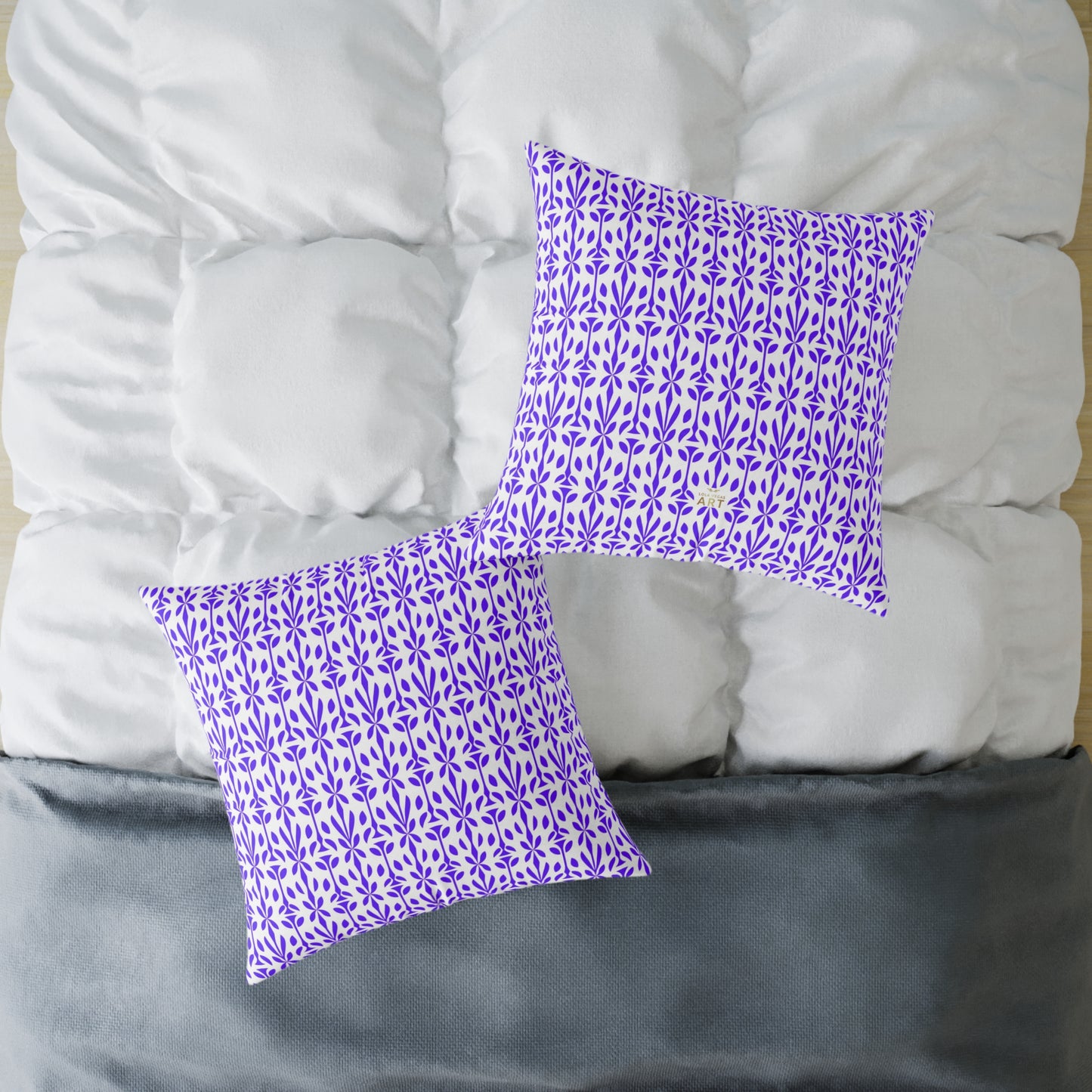 Purple Floral Tile Pattern Pillow | Geometric Boho Throw Pillow, Gift for Her, Decorative Throw Cushion, Boho Decor, Living Room Accent