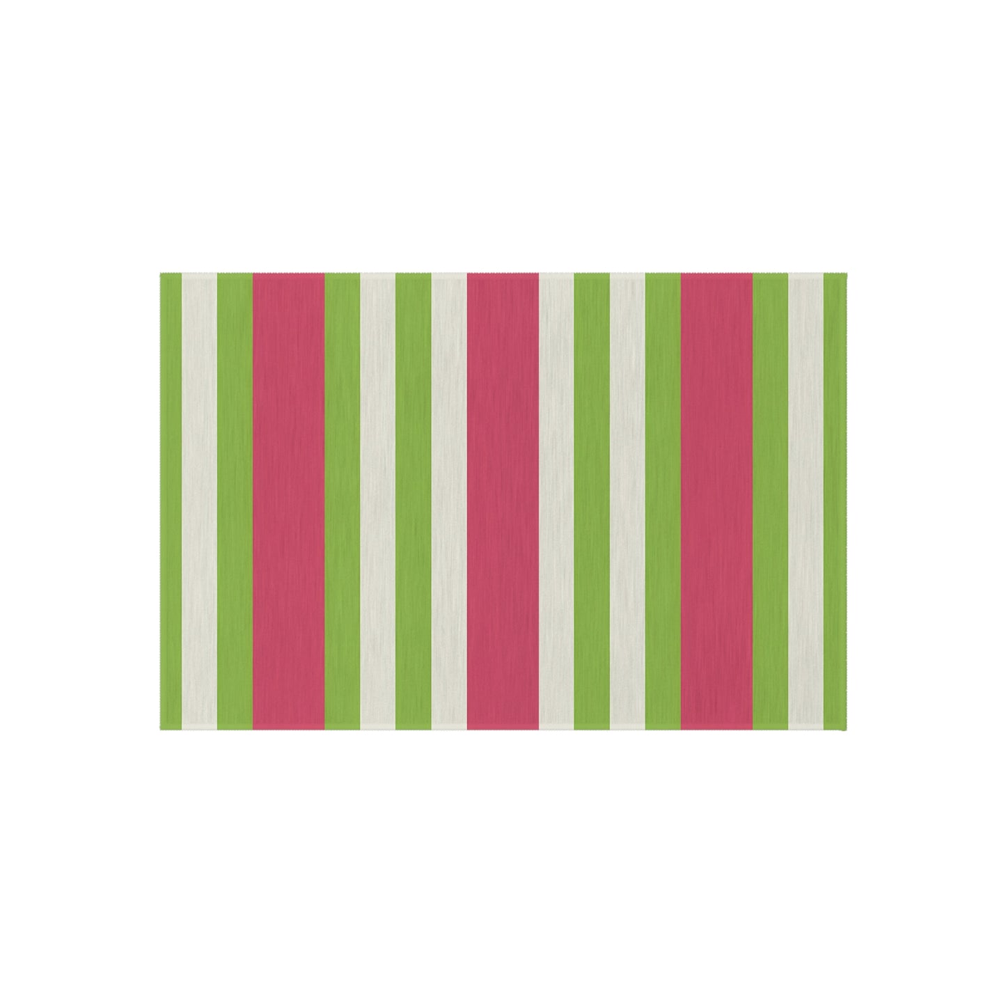 Watermelon Pink and Green Striped Outdoor Rug | Patio Mat