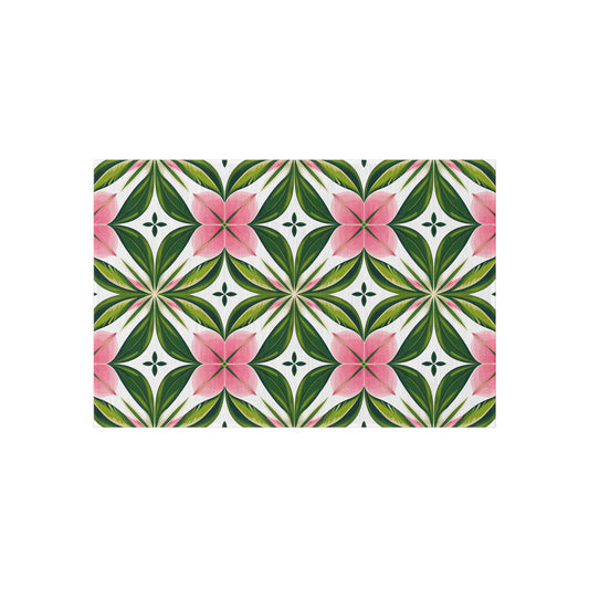 Pink and Green Tropical Outdoor Floral Rug for Patios | Decorative Rug for Garden, Porch, Entryway, Summer Decor, Housewarming Gift - LOLA VEGAS ART