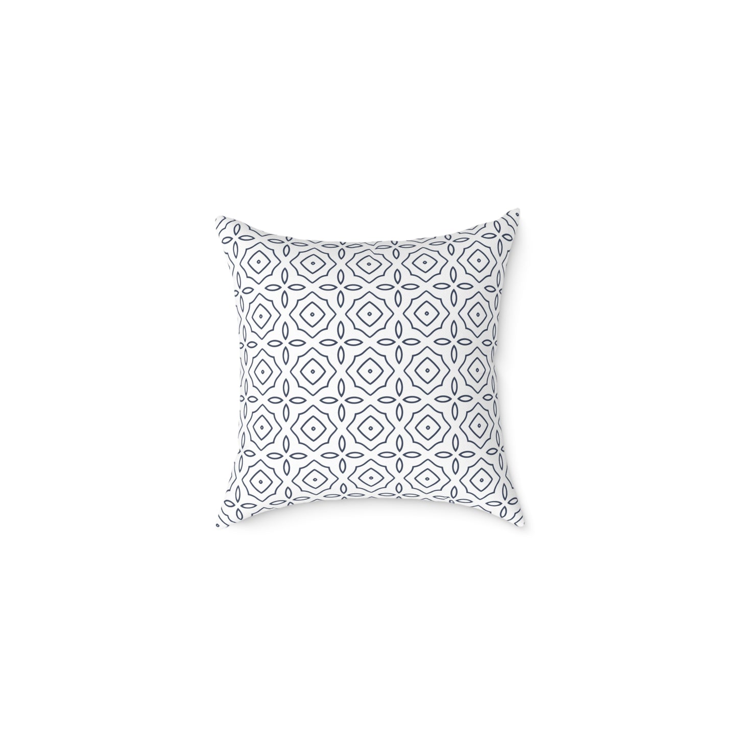 Geometric Tile Pattern Square Pillow | Blue White Moroccan Motif, Decorative Cushion, Home Decor Accent, Gift for Housewarming, Sofa Decor
