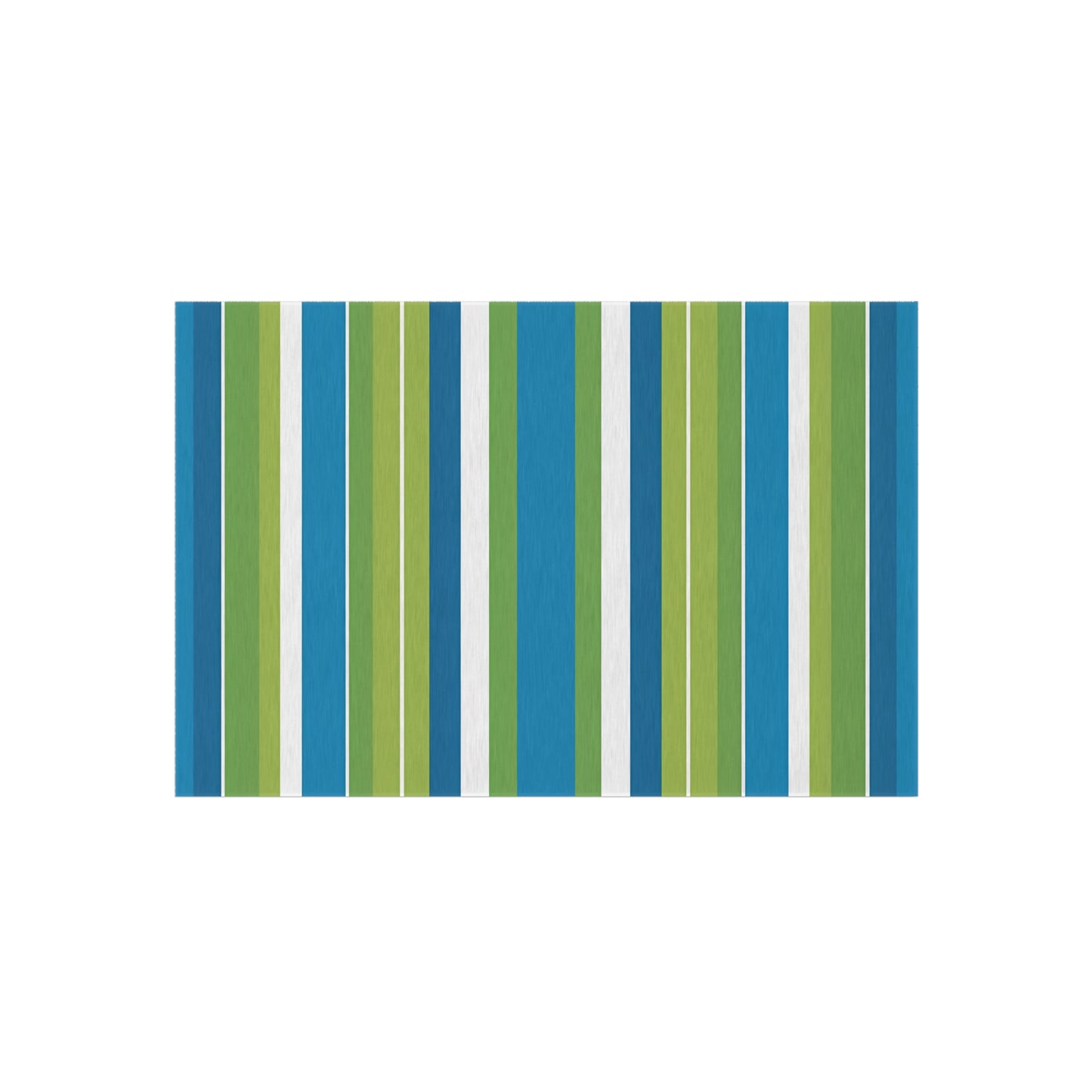 Blue Green Stripe Outdoor/Indoor Rug | Coastal Patio Floor Mat