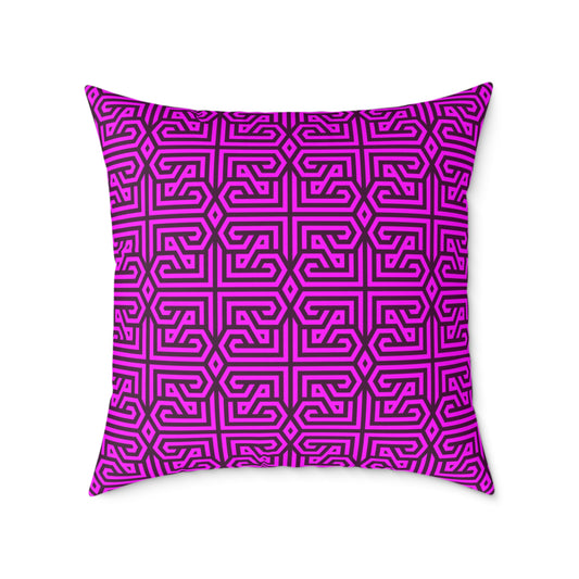 Geometric Maze Pattern Square Pillow | Purple Labyrinth Throw Pillow