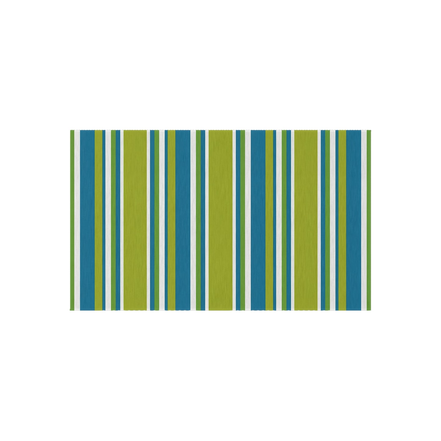 Blue Green White Stripe Outdoor/Indoor Rug | Patio Mat, Weather-Resistant