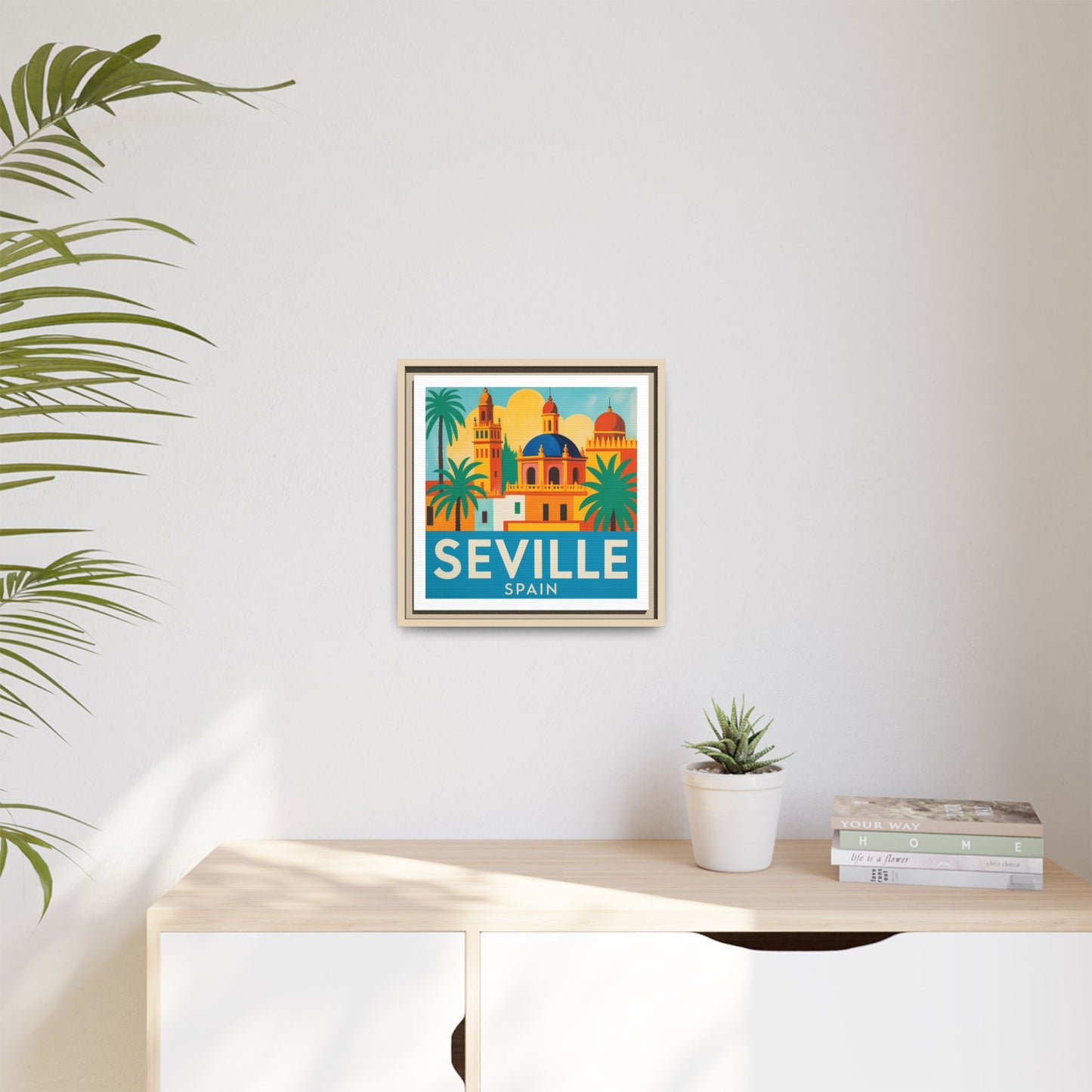 Seville Spain Vintage Travel Look Matte Canvas Wall Art Framed