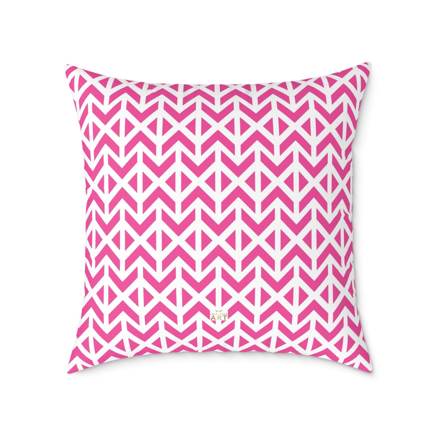 Pink White Chevron Pattern Square Pillow | Geometric Throw Cushion
