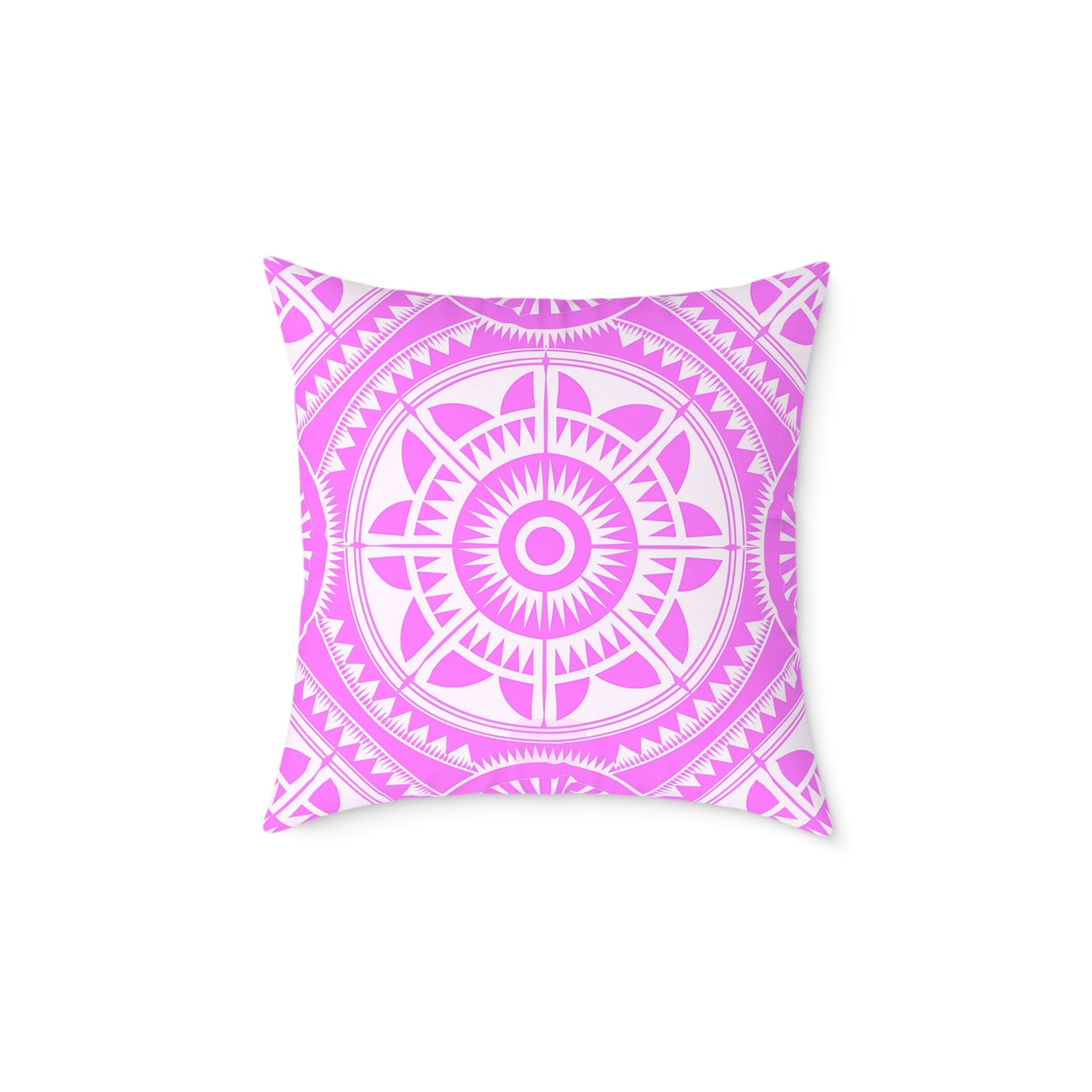 Bohemian Decorative Pink White Pillow, Cozy Home Accent, Mandala Throw Cushion, Gift for Her, Boho Chic Interior