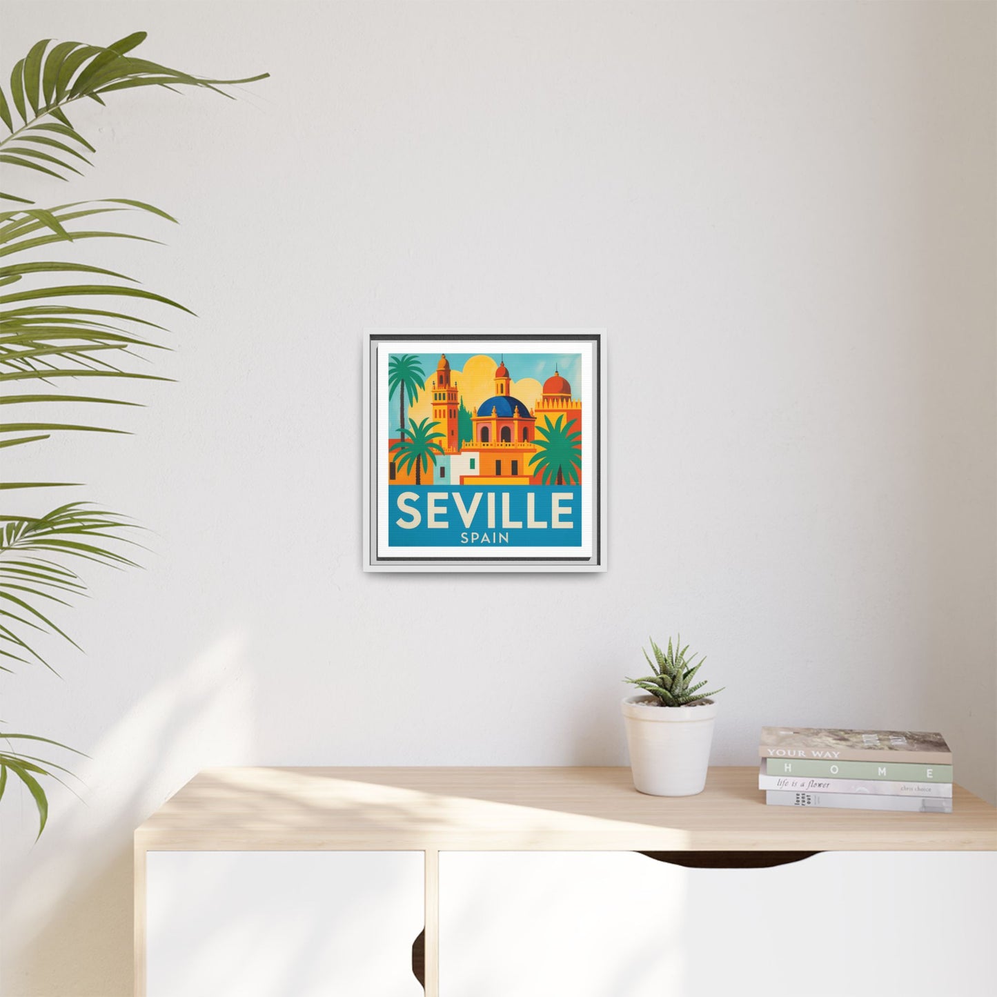 Seville Spain Vintage Travel Look Matte Canvas Wall Art Framed