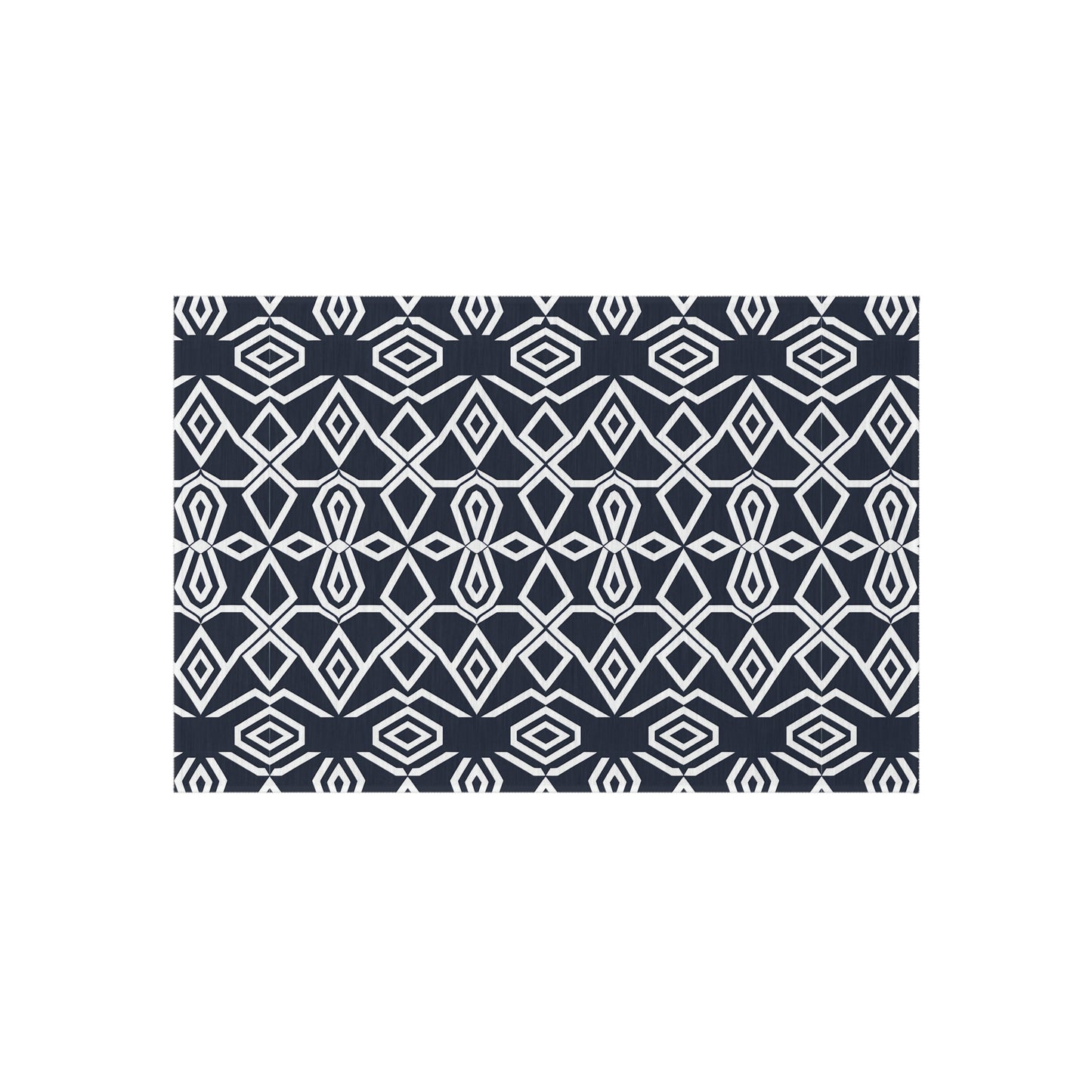 Geometric Diamond Pattern Outdoor/Indoor Rug | Navy White Tribal Design