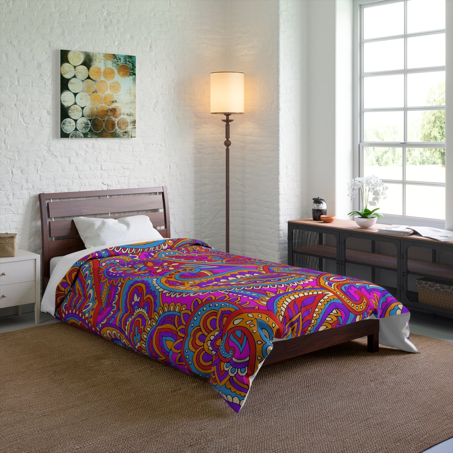 Purple and Blue Bohemian Aztec Comforter, Cozy Bedding for Tribal Decor, Perfect for Home, Dorm, Boho Room, Gift for Her, Boho Chic - LOLA VEGAS ART