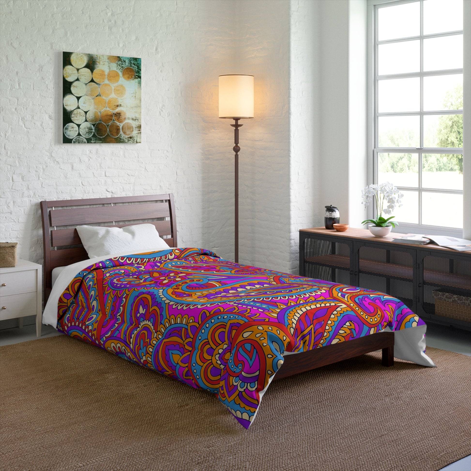 Purple and Blue Bohemian Aztec Comforter, Cozy Bedding for Tribal Decor, Perfect for Home, Dorm, Boho Room, Gift for Her, Boho Chic - LOLA VEGAS ART
