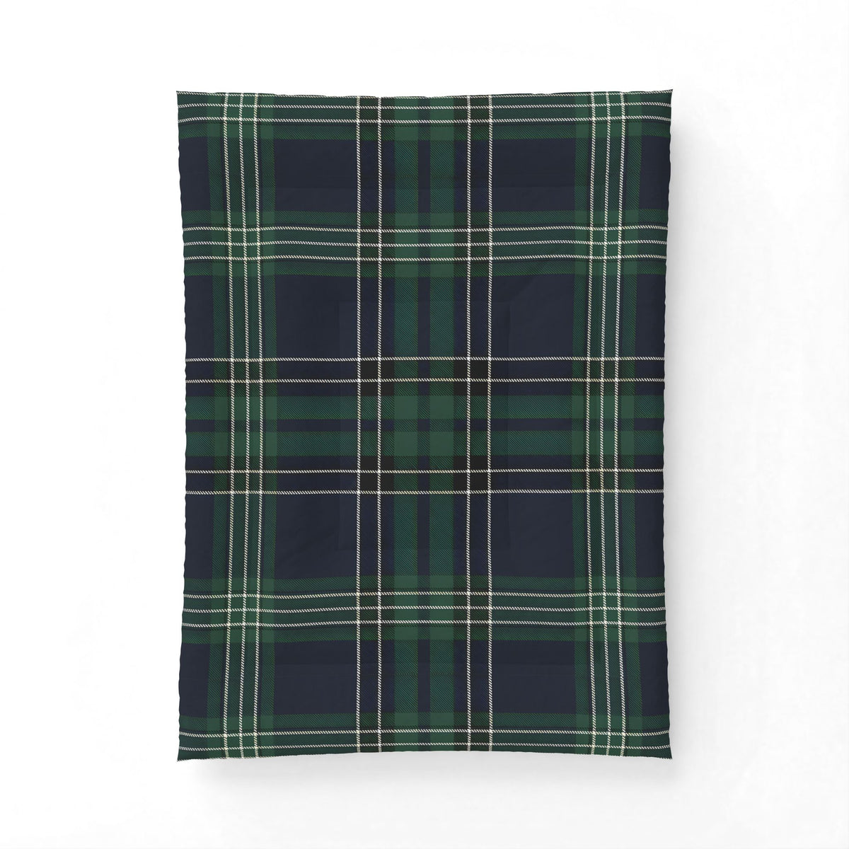 Green Navy Tartan Plaid Cotton Comforter | Classic Plaid Bedding