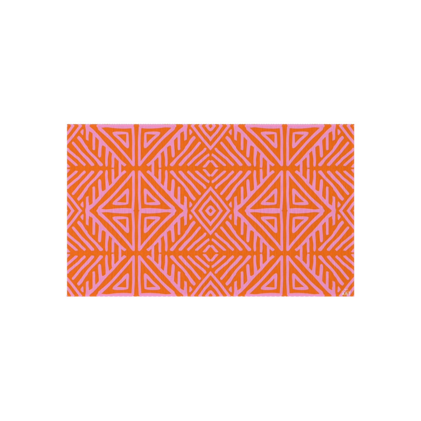 Orange and Pink Geometric Tribal Pattern Outdoor Rug | Water-Resistant Patio Mat