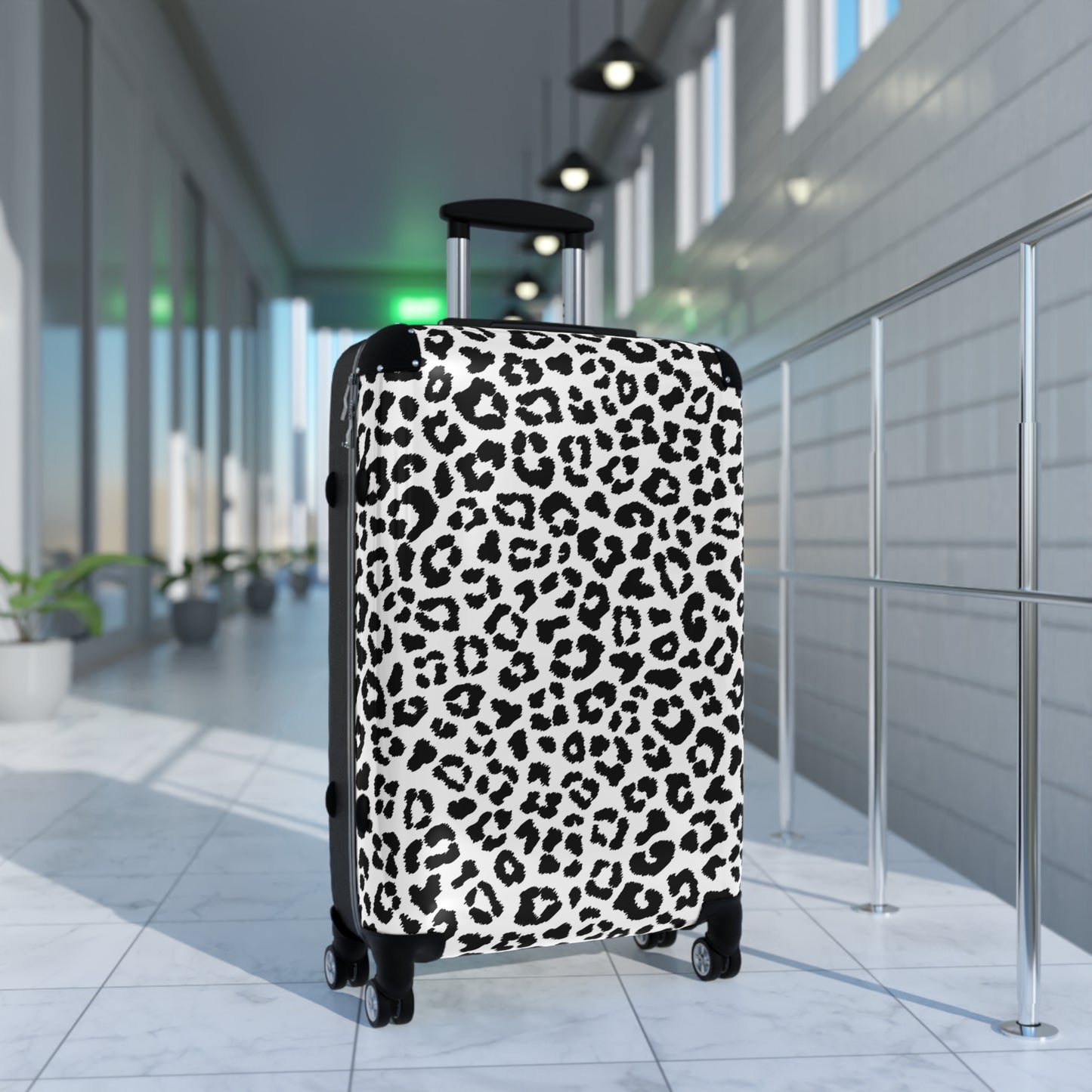 Black White Leopard Print Suitcase | Animal Print Luggage