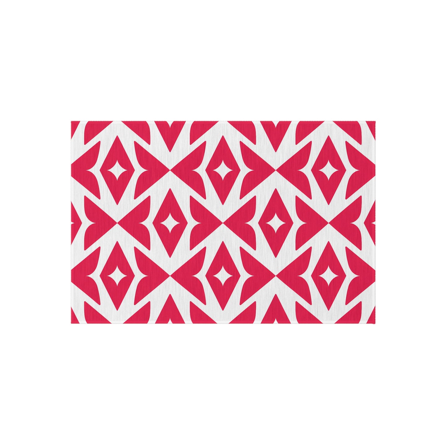 Rosey-Red Geometric Diamond Pattern Outdoor/Indoor Rug | Modern Patio Mat