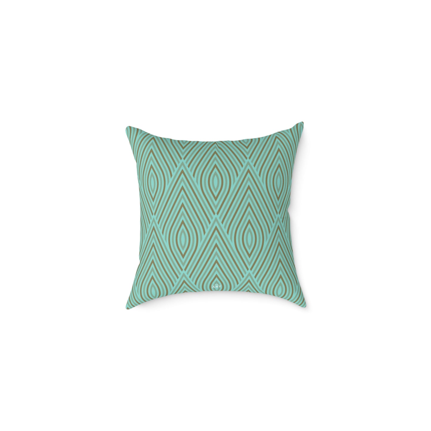 Teal Geometric Diamond Pattern Pillow | Square Poly Canvas Pillow