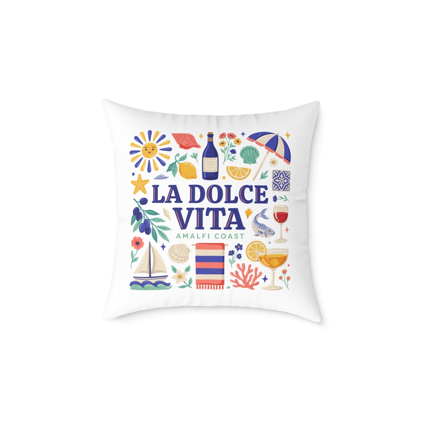 La Dolce Vita Amalfi Coast Square Pillow | Italian Summer Coastal Decor