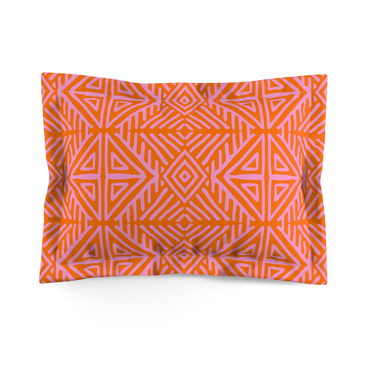 Geometric Tribal Pattern Microfiber Pillow Sham | Orange Pink Abstract
