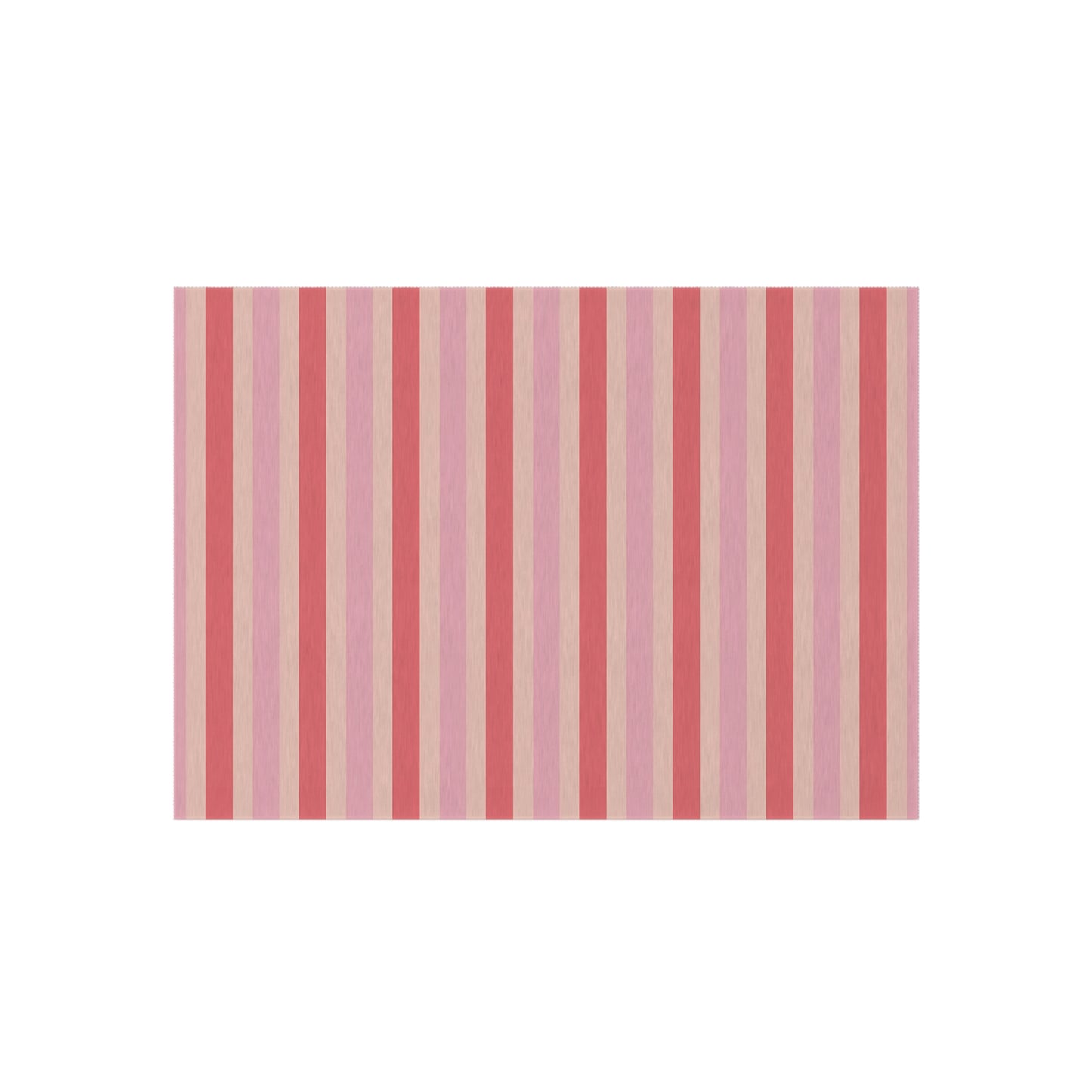 Coral Pink Beige Striped Pattern Outdoor Rug | Patio Mat, Fade-Resistant Stripes