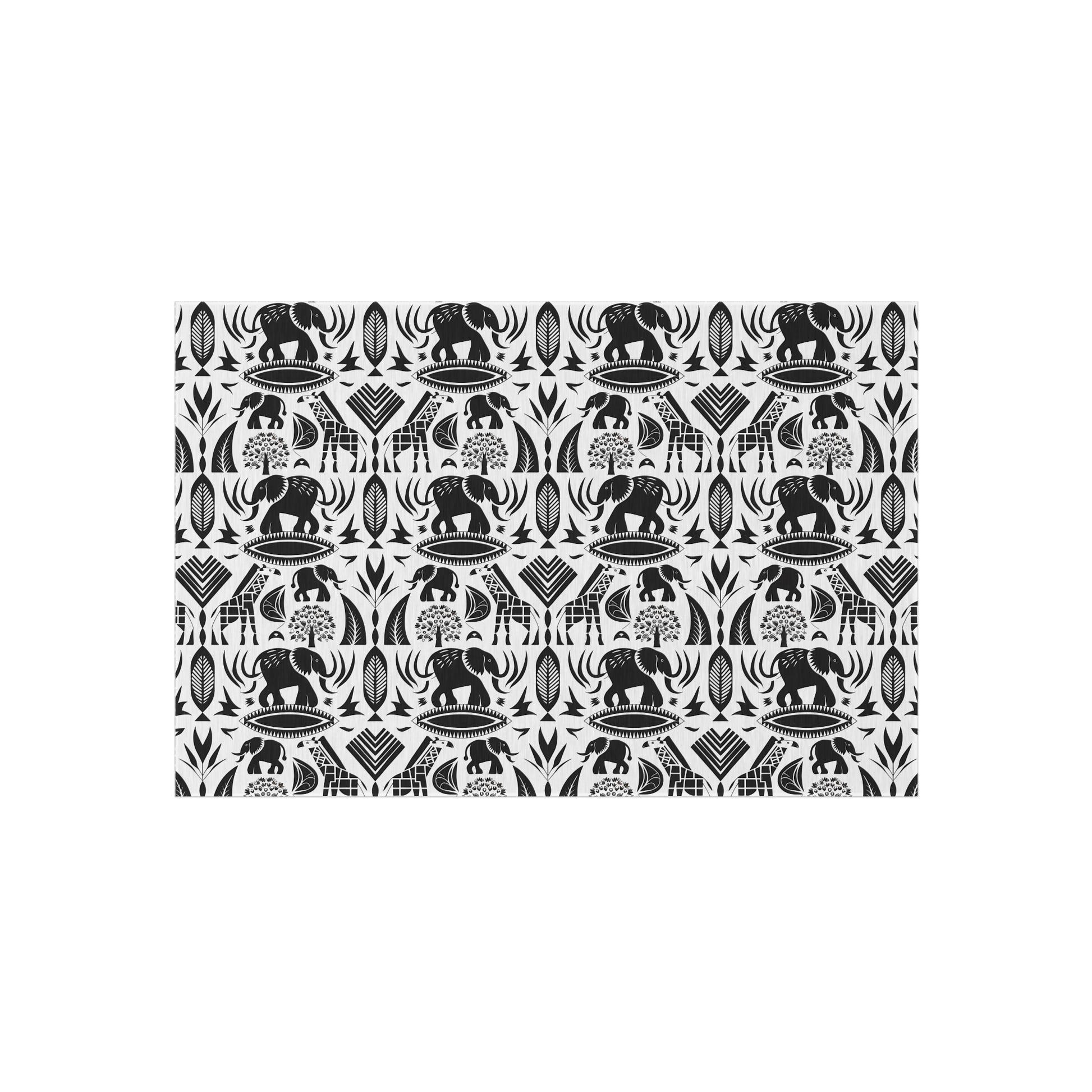 Black/White jungle Indoor/Outdoor Bohemian Rug, Stylish Patio Mat, Home Decor, Garden Area, Picnic Essentials, Unique Gift for Nature Lovers - LOLA VEGAS ART