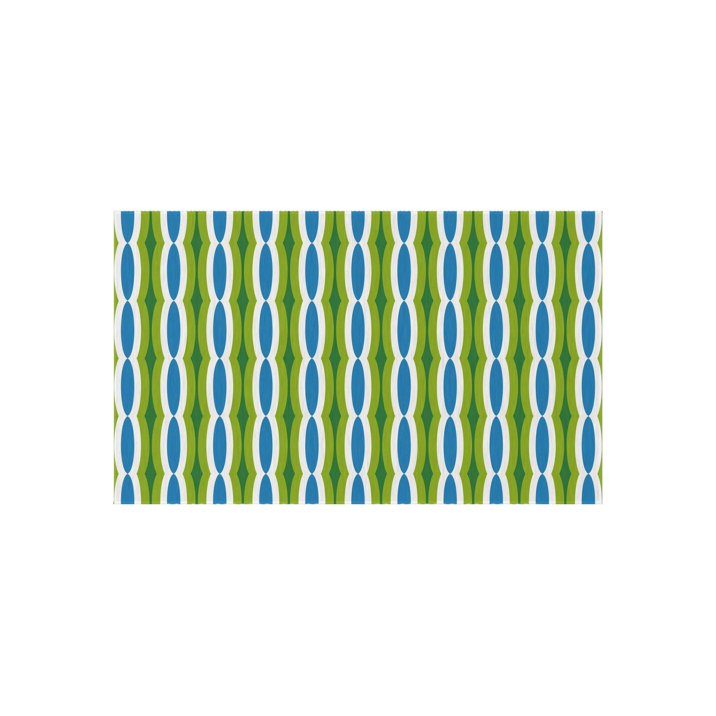 Blue Green Retro Geo Pattern Outdoor/Indoor Rug | Mid Century Modern Patio Mat