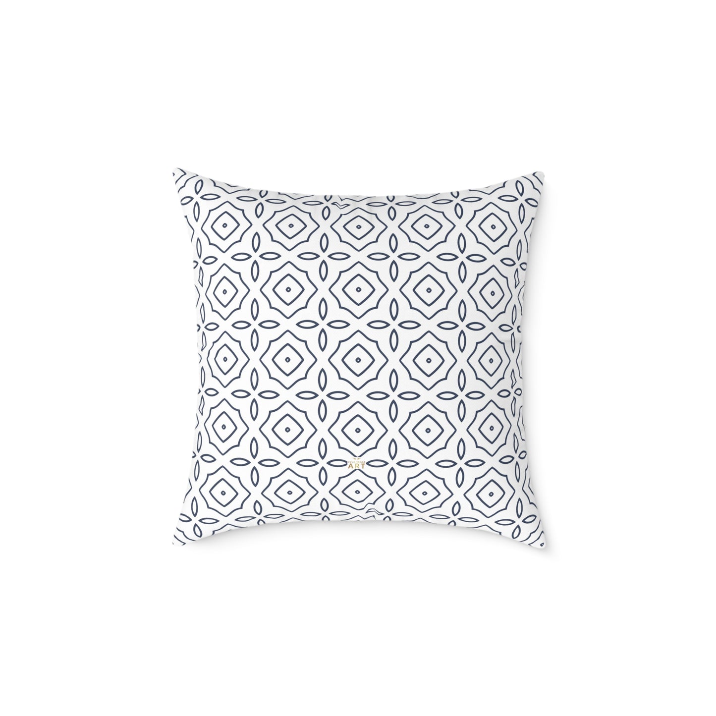 Geometric Tile Pattern Square Pillow | Blue White Moroccan Motif, Decorative Cushion, Home Decor Accent, Gift for Housewarming, Sofa Decor
