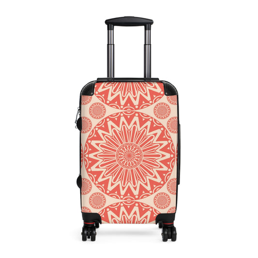 Orange Bohemian Mandala Suitcase: Stylish Travel Luggage, Personalized Bag, Perfect for Vacations, Gifts, Travel Enthusiasts