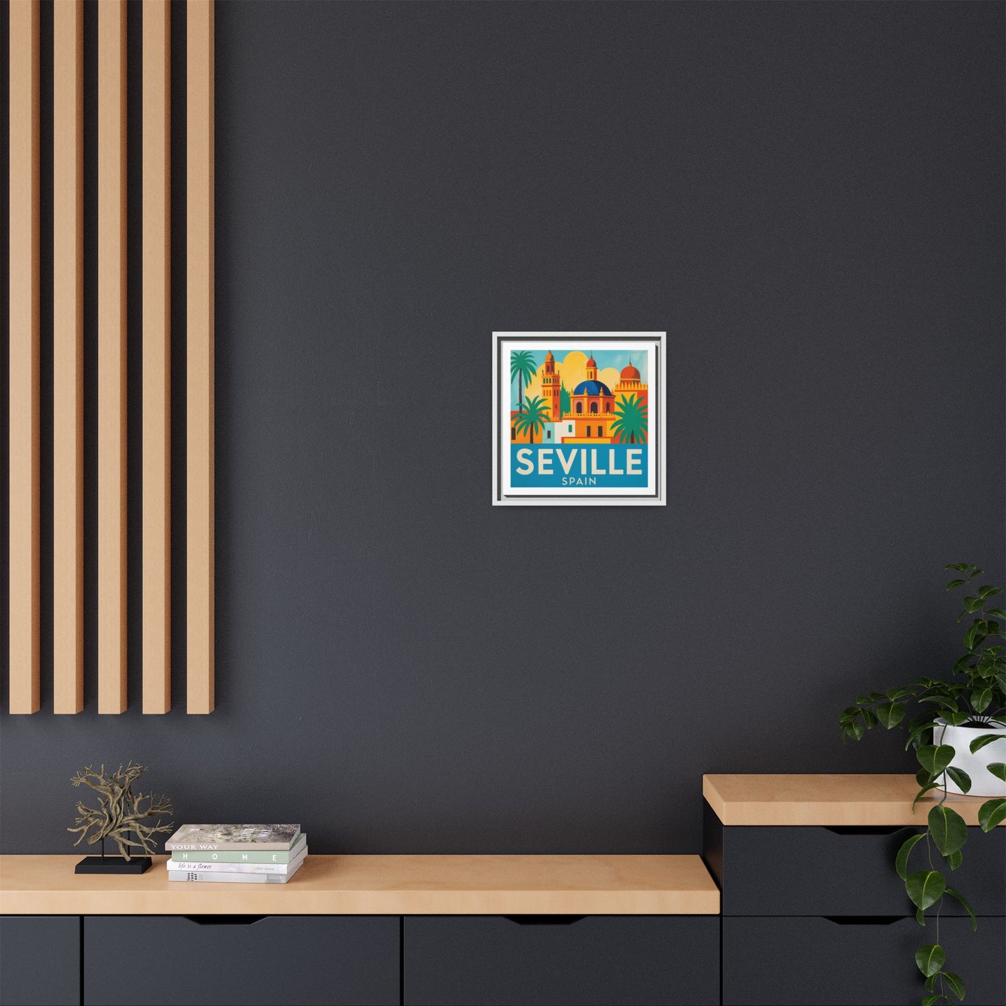 Seville Spain Vintage Travel Look Matte Canvas Wall Art Framed