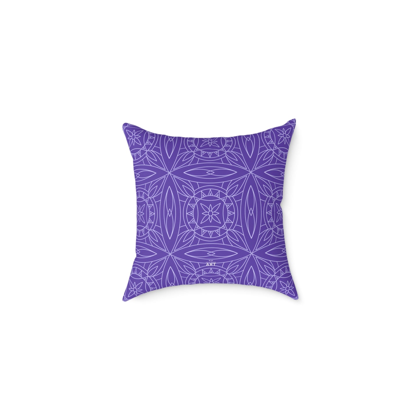 Geometric Kaleidoscope Pattern Square Pillow | Purple White Tile Decorative Pillow