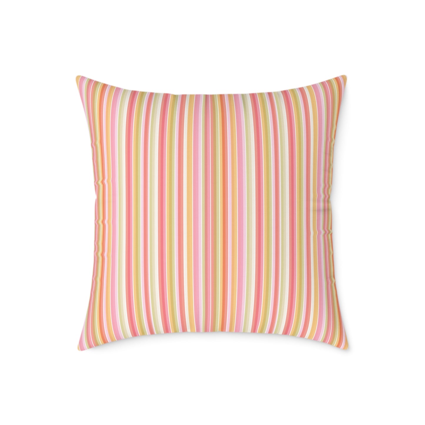 Pastel Stripe Square Pillow | Pink Yellow Green Striped Decorative Pillow