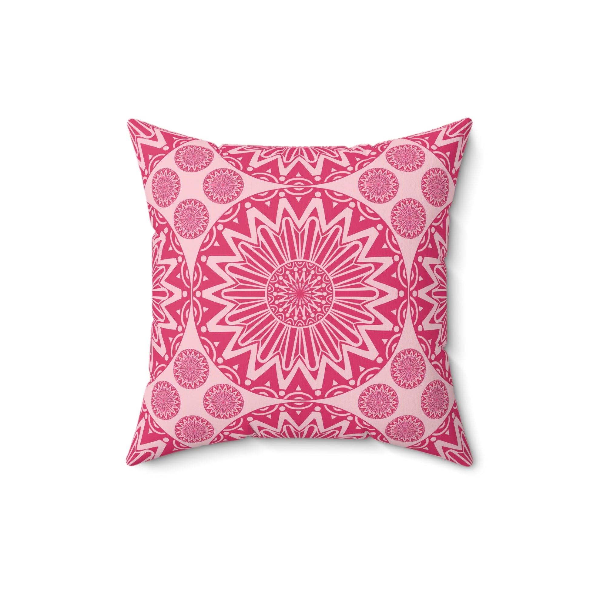Vibrant Pink Mandala Pillow, Boho Decor Cushion, Home Throw Pillow, Gift for Her, Living Room Accent - LOLA VEGAS ART