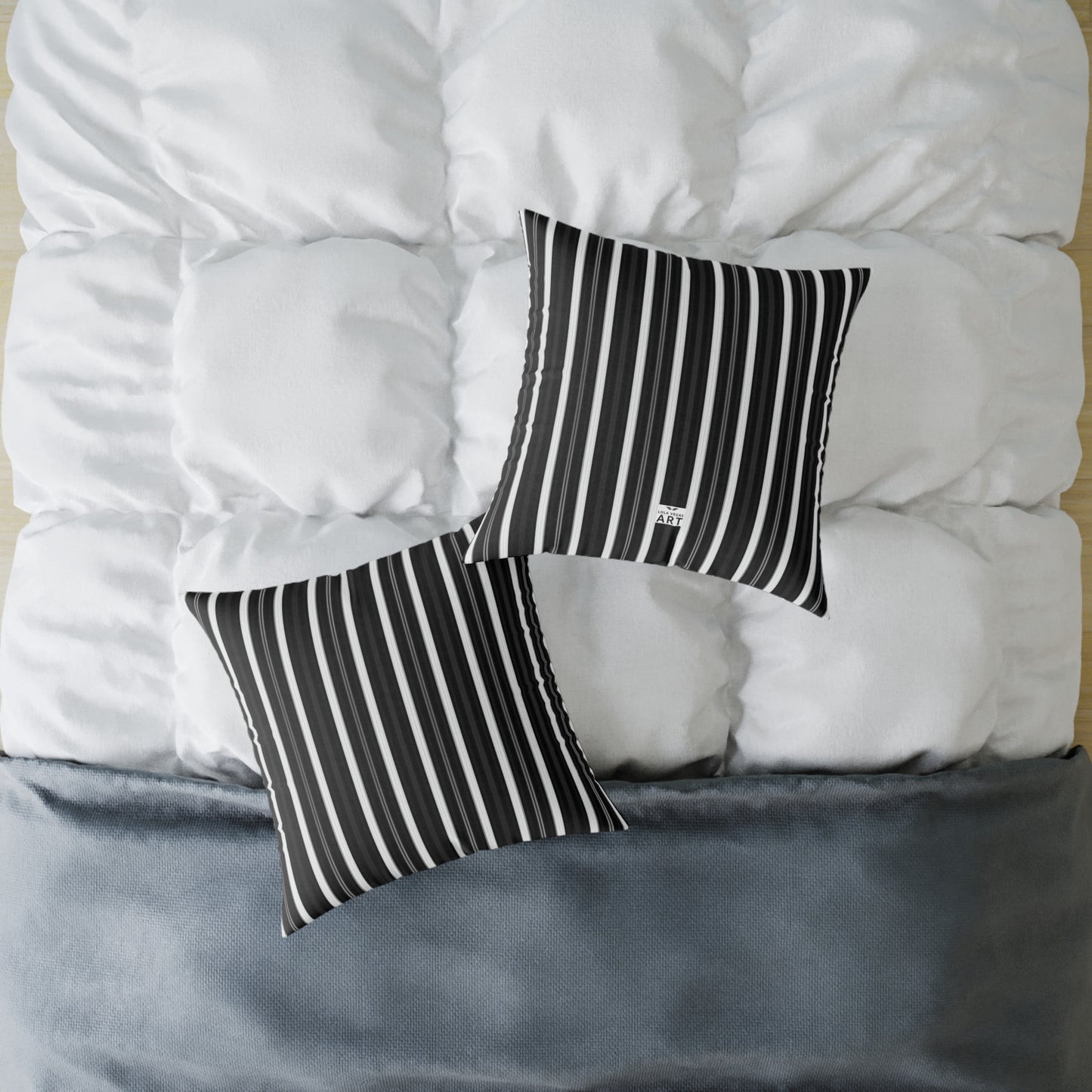 Black White Vertical Stripe Square Pillow | Modern Striped Cushion