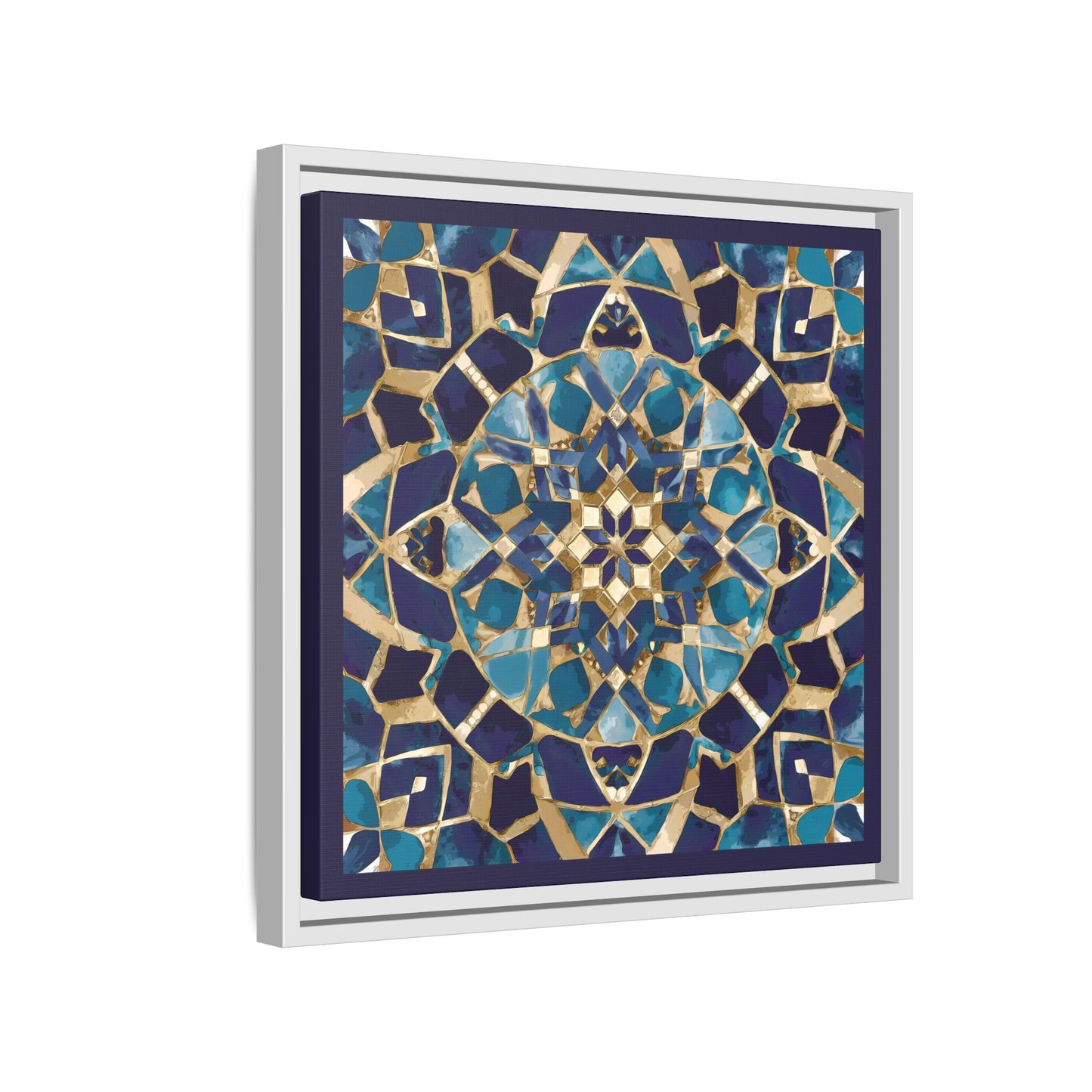 Framed Blue Moroccan Mosaic Wall Art — Matte Canvas Print