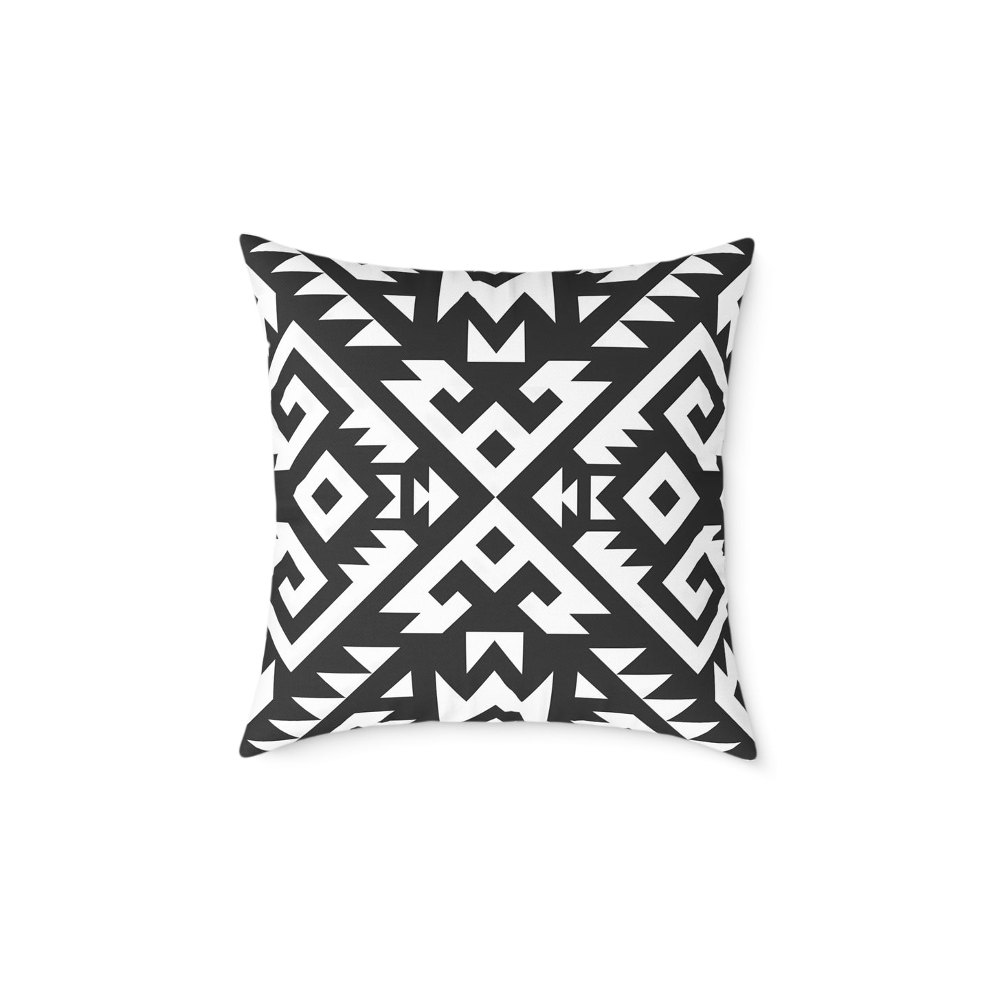 Black White Geometric Aztec Pattern Pillow | Square Pillow