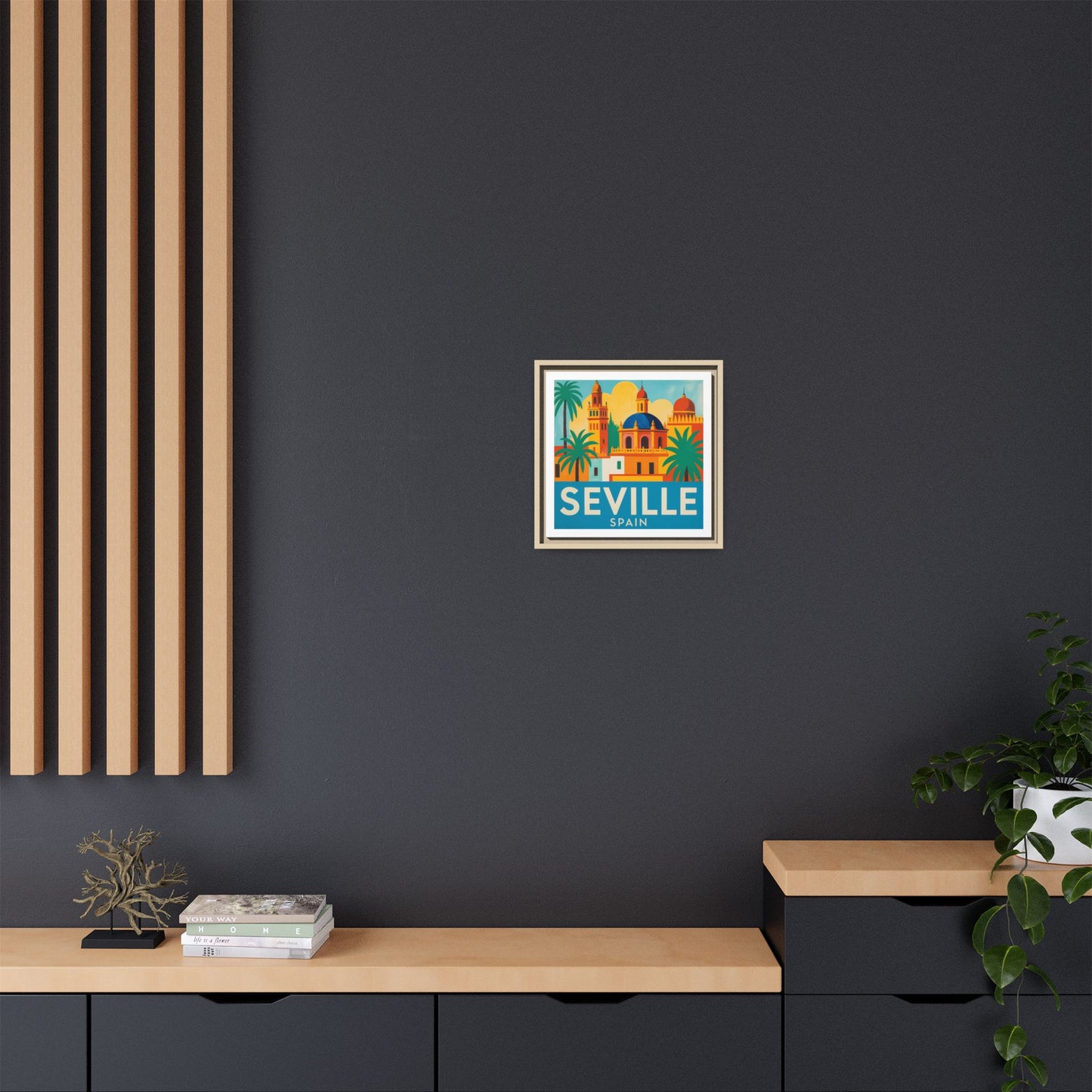 Seville Spain Vintage Travel Look Matte Canvas Wall Art Framed
