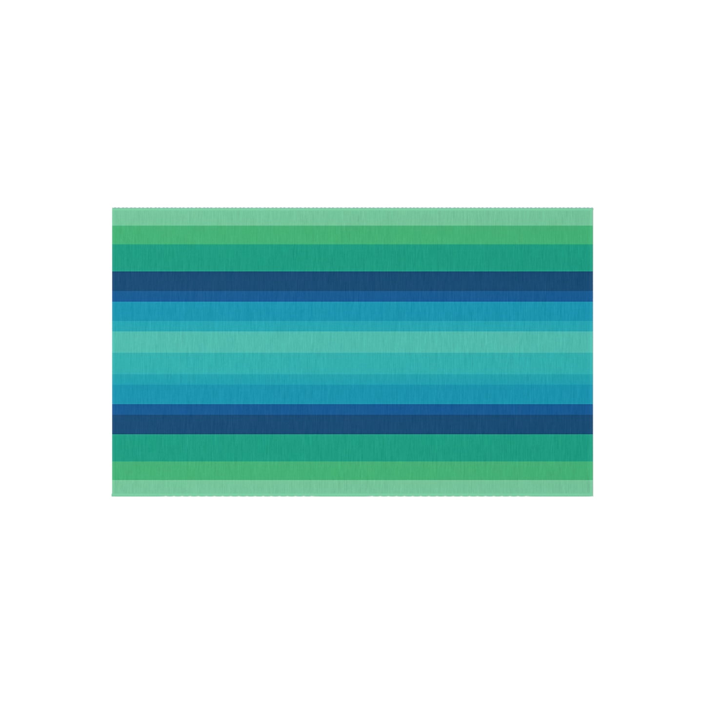 Blue Green Striped Outdoor/Indoor Rug | Patio Mat, Weather-Resistant Floor Covering