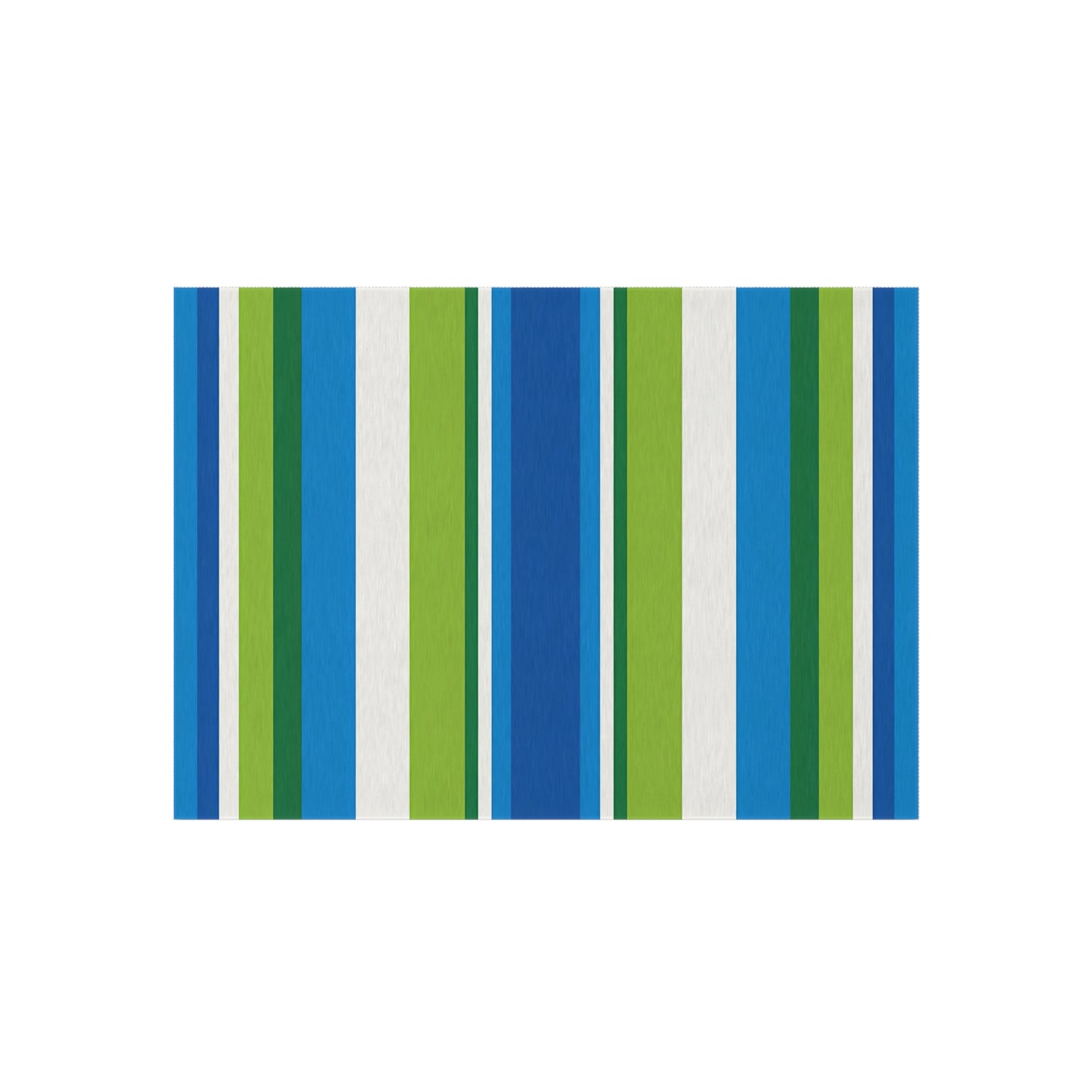 Blue Green Stripe Outdoor/Indoor Rug | Striped Patio Mat, Weatherproof Porch Rug