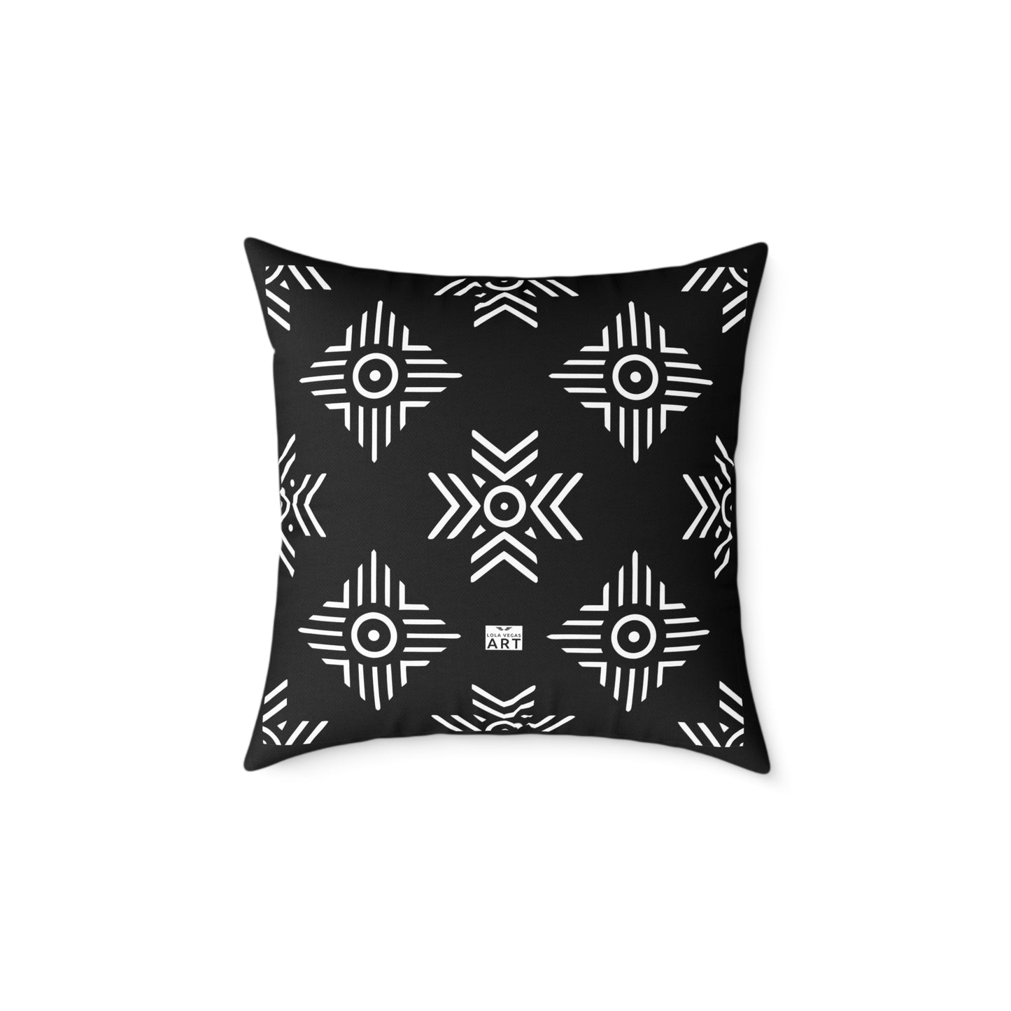 Geometric Black White Tribal Pattern Square Pillow | Poly Canvas Cushion