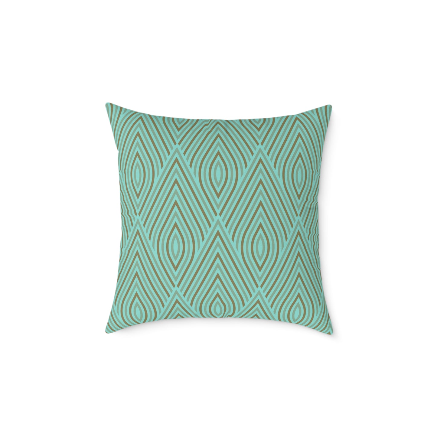 Teal Geometric Diamond Pattern Pillow | Square Poly Canvas Pillow